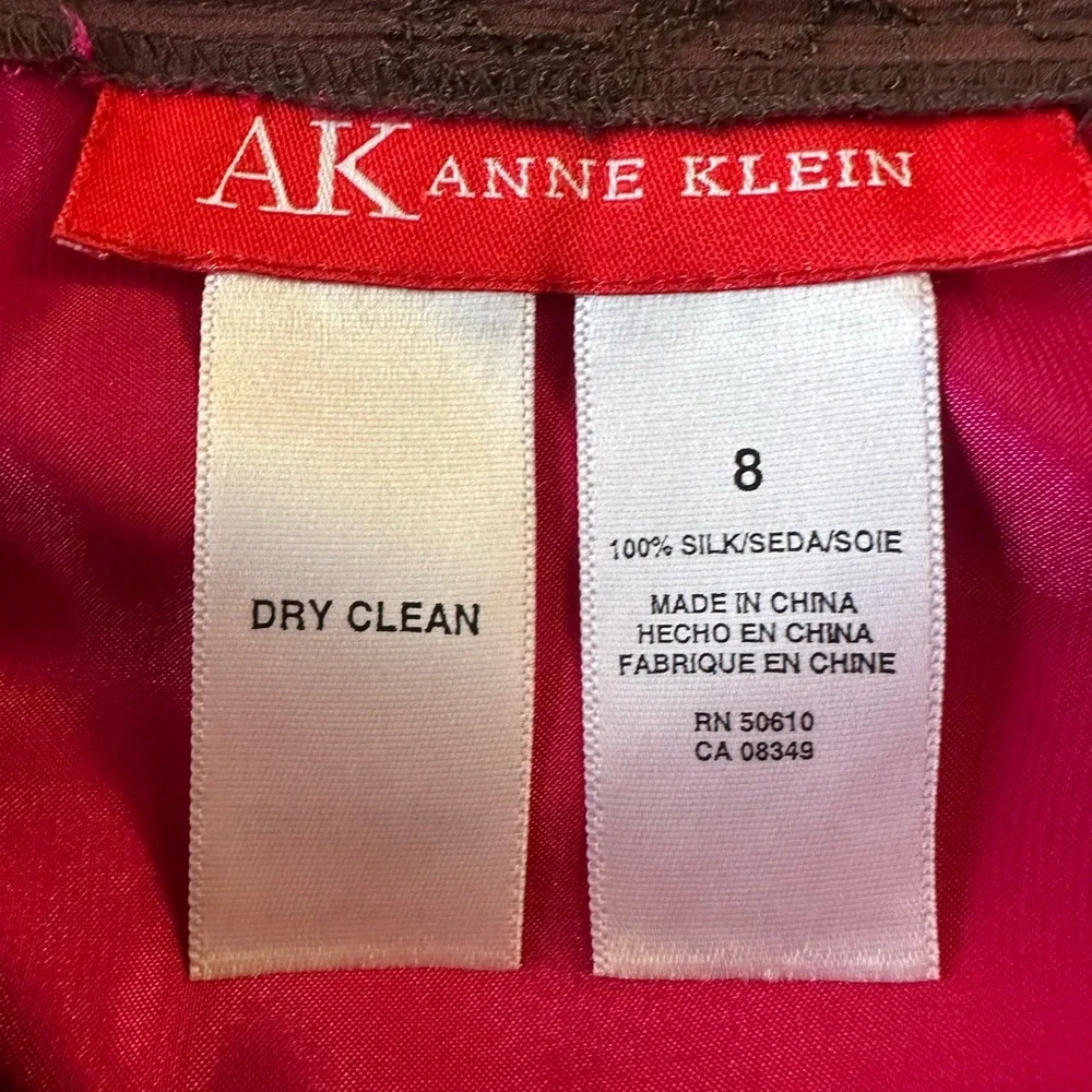 100% Silk Vintage 90s AK Anne Klein Burgundy Midi Skirt, Size 8 - Picture 7 of 8